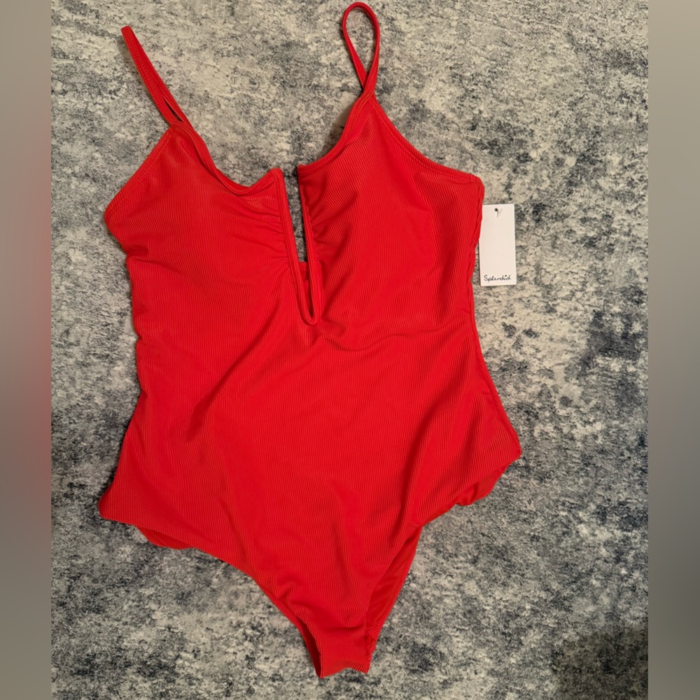 Red Ribbed swimsuit